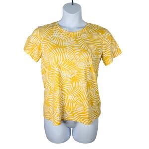 Ecothreads Top Womens Large Yellow Palm Frond Print 100% Organic Cotton T-shirt